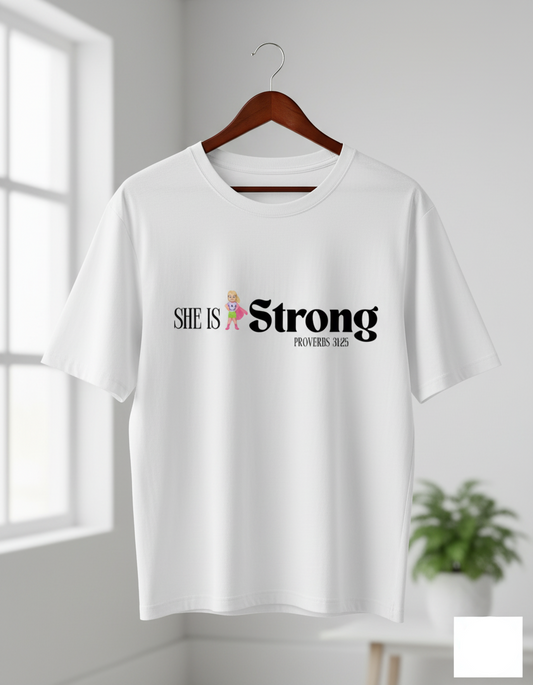 She Is Strong Oversized Tee Faith, Strength & Style